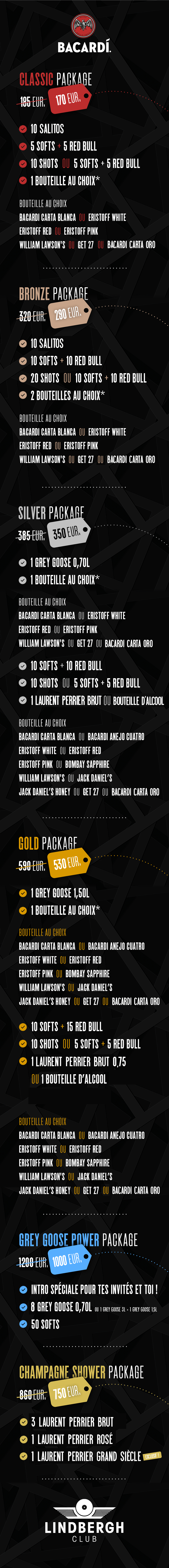 Menu VIP Lindbergh Club